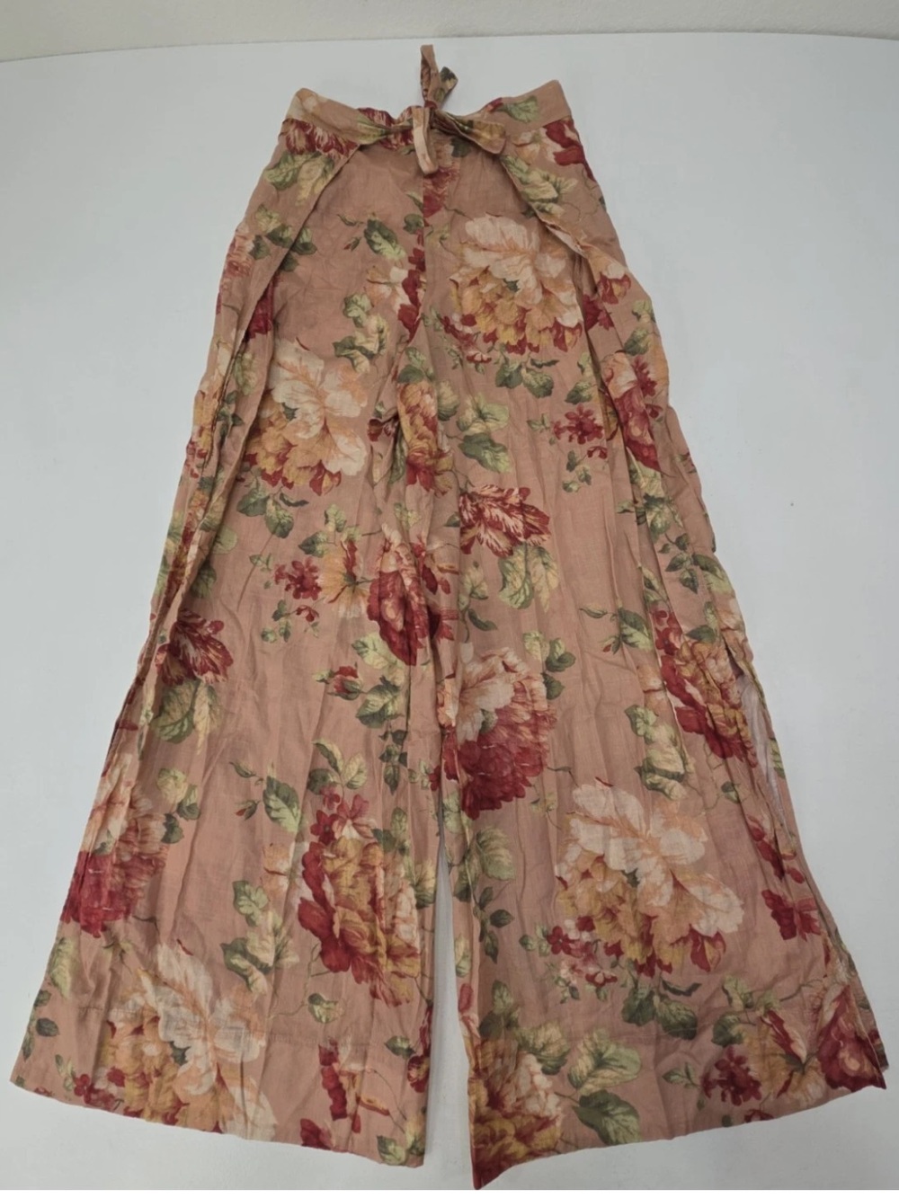 Zimmermann Gorgeous Corsair Tie Floral Wide Leg Pants Size 0 Womens